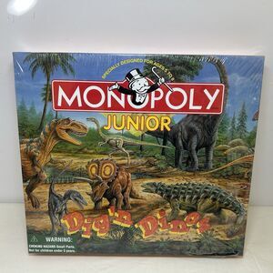 Vintage 1998 Monopoly Junior Jr, Dig'n Dinos Dinosaur Board Game COMPLETE SEALED